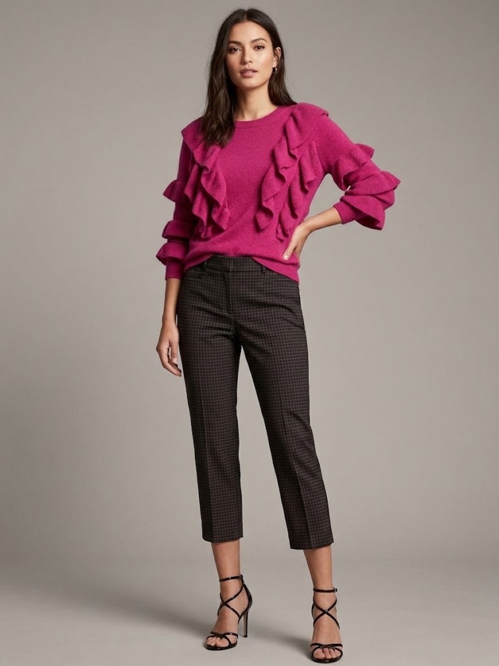 Banana Republic Sloan Crop Windowpane Check Capris – Petite 10P